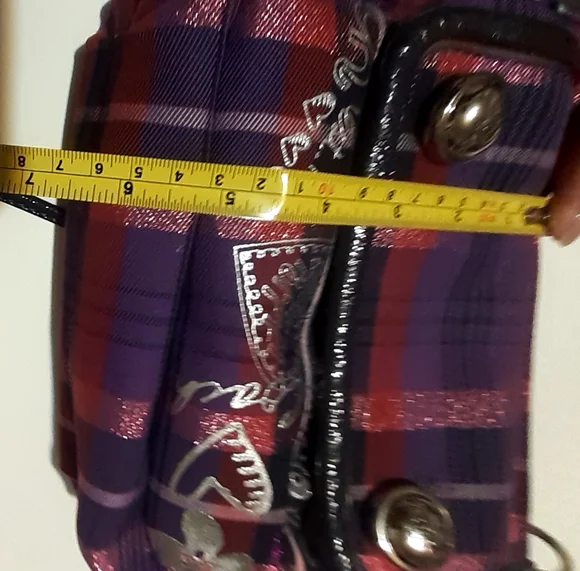 Coach Purple and Red Plaid Crossbody Bag - Picture 4 of 14